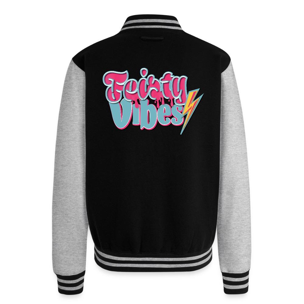 Feisty Vibes Letterman Jacket - black/heather grey