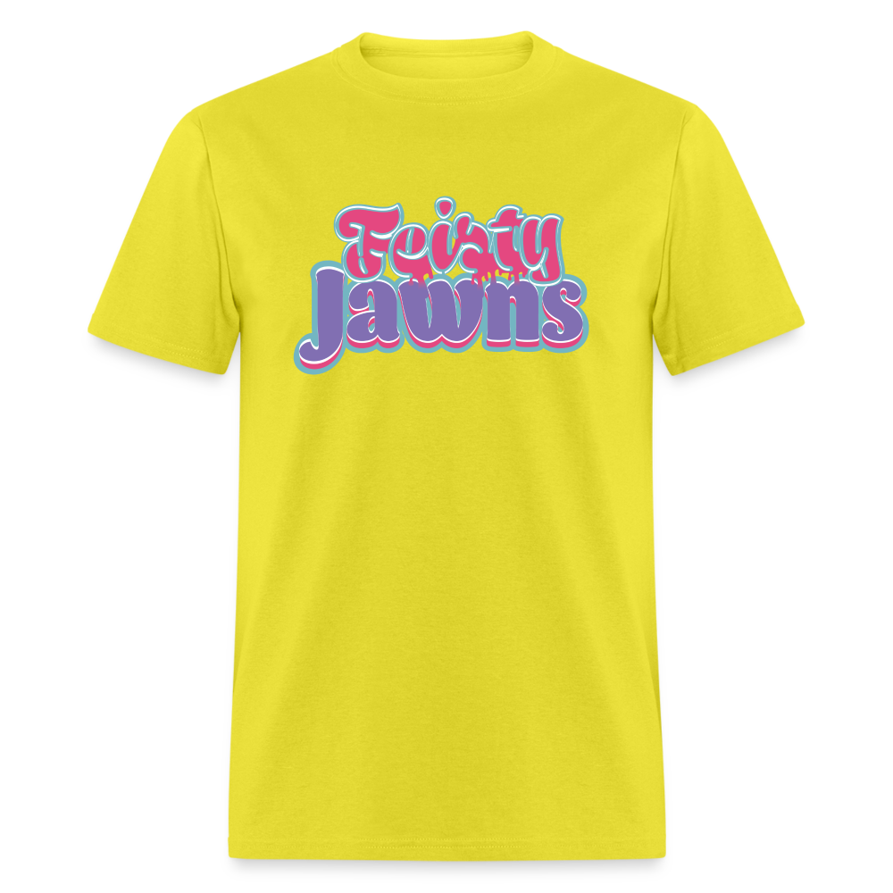 Feisty Jawns T : pink & purple vibes - yellow
