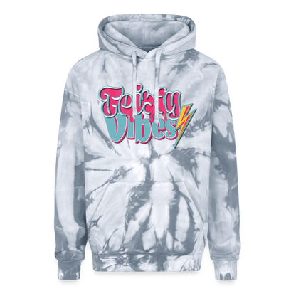 Feisty Vibes Tie Dye Hoodie - spider silver