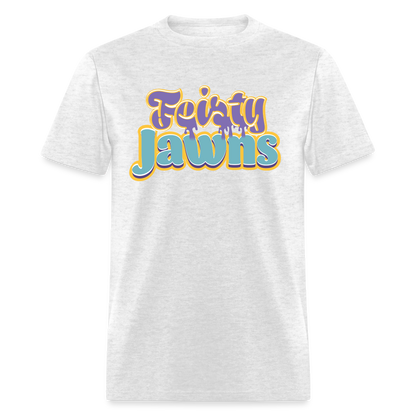 Feisty Jawns T : purple & teal vibes - light heather gray