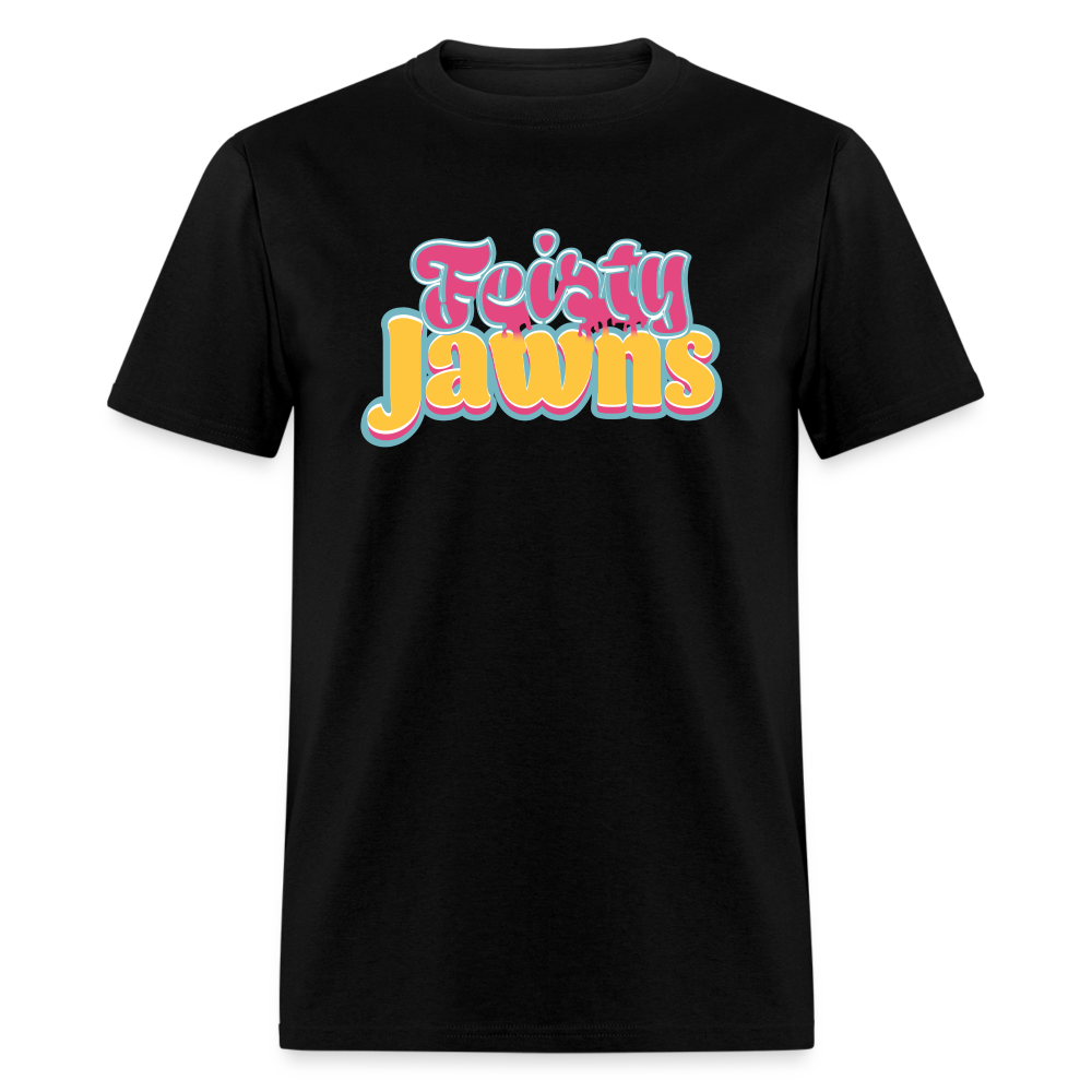 Feisty Jawns T : pink & yellow vibes - black