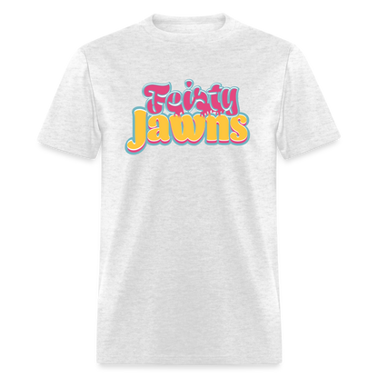 Feisty Jawns T : pink & yellow vibes - light heather gray