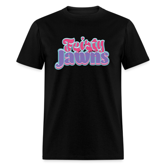 Feisty Jawns T : pink & purple vibes - black